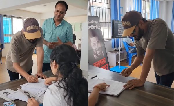 हस्ताक्षर अभियानमा कलाकार, रविको पक्षमा हस्ताक्षर गर्दै विपिन